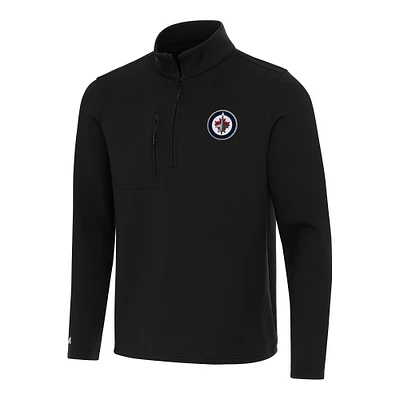 Men's Antigua Black Winnipeg Jets Insider Quarter-Zip Top