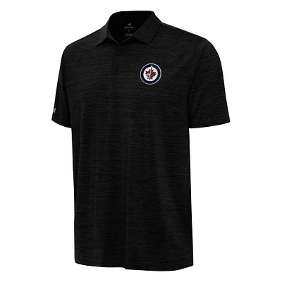 Men's Antigua Heather Black Winnipeg Jets Layout Polo