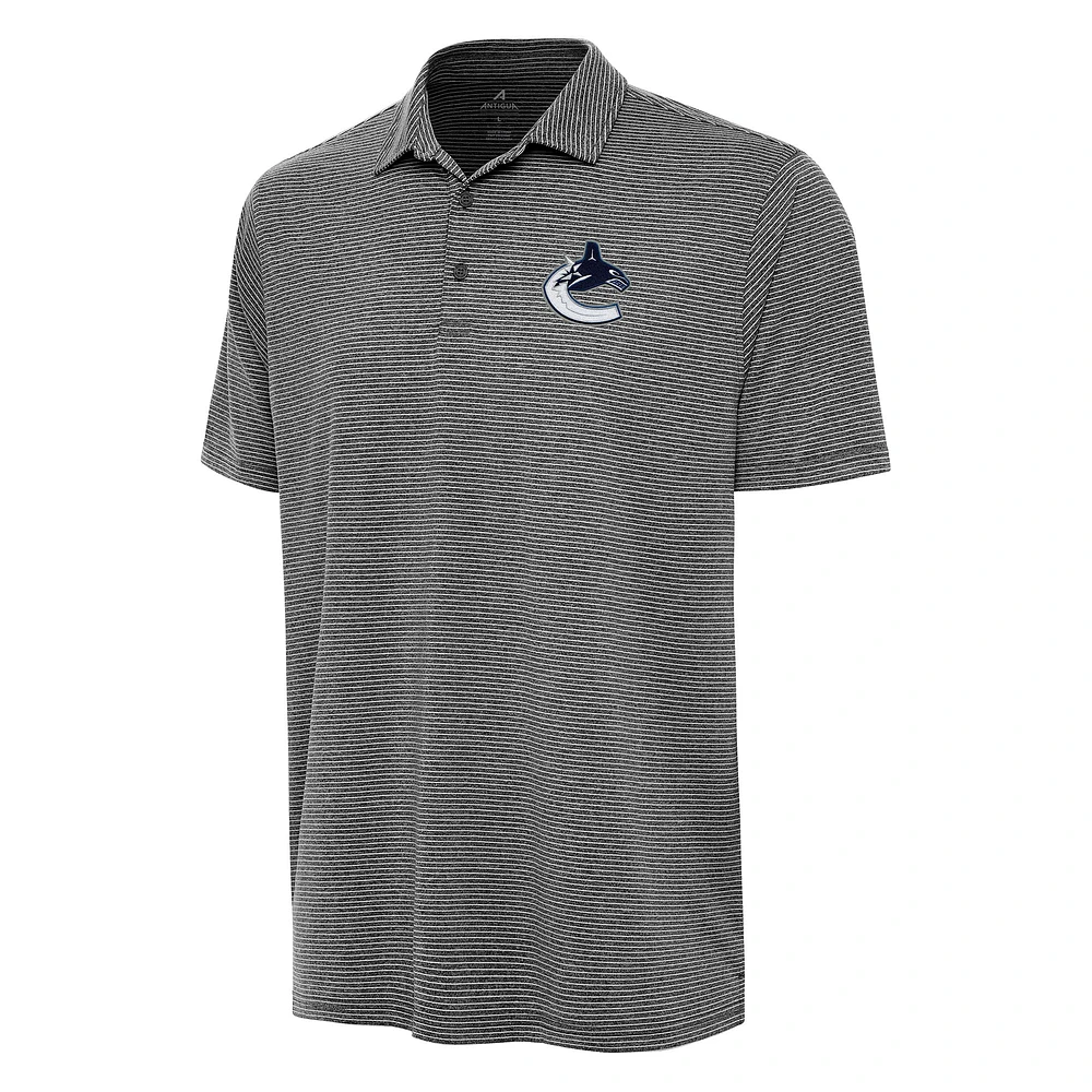 Men's Antigua Heather Black Vancouver Canucks Scheme Polo