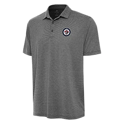 Men's Antigua Heather Black Winnipeg Jets Scheme Polo