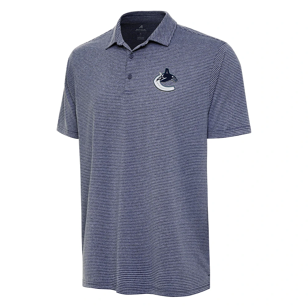 Men's Antigua Heather Navy Vancouver Canucks Scheme Polo