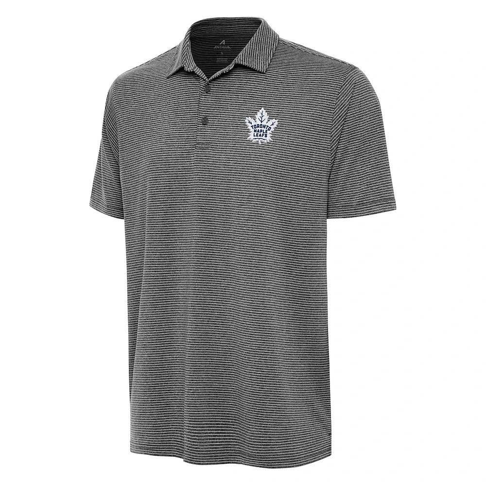 Men's Antigua Heather Black Toronto Maple Leafs Scheme Polo