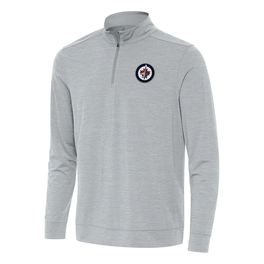 Men's Antigua Heather Gray Winnipeg Jets Bright Quarter-Zip Top