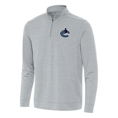 Men's Antigua Heather Gray Vancouver Canucks Bright Quarter-Zip Top