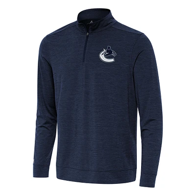 Men's Antigua Heather Navy Vancouver Canucks Bright Quarter-Zip Top