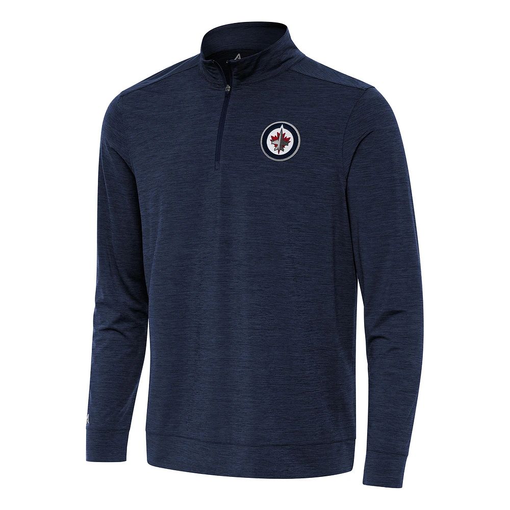 Men's Antigua Heather Navy Winnipeg Jets Bright Quarter-Zip Top