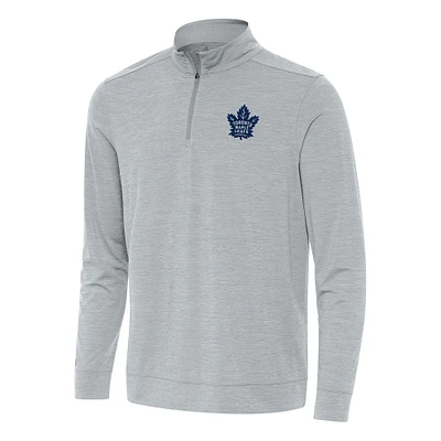 Men's Antigua Heather Gray Toronto Maple Leafs Bright Quarter-Zip Top