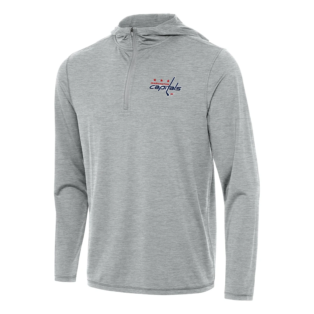 Men's Antigua Heather Washington Capitals Tidy Quarter-Zip Hoodie