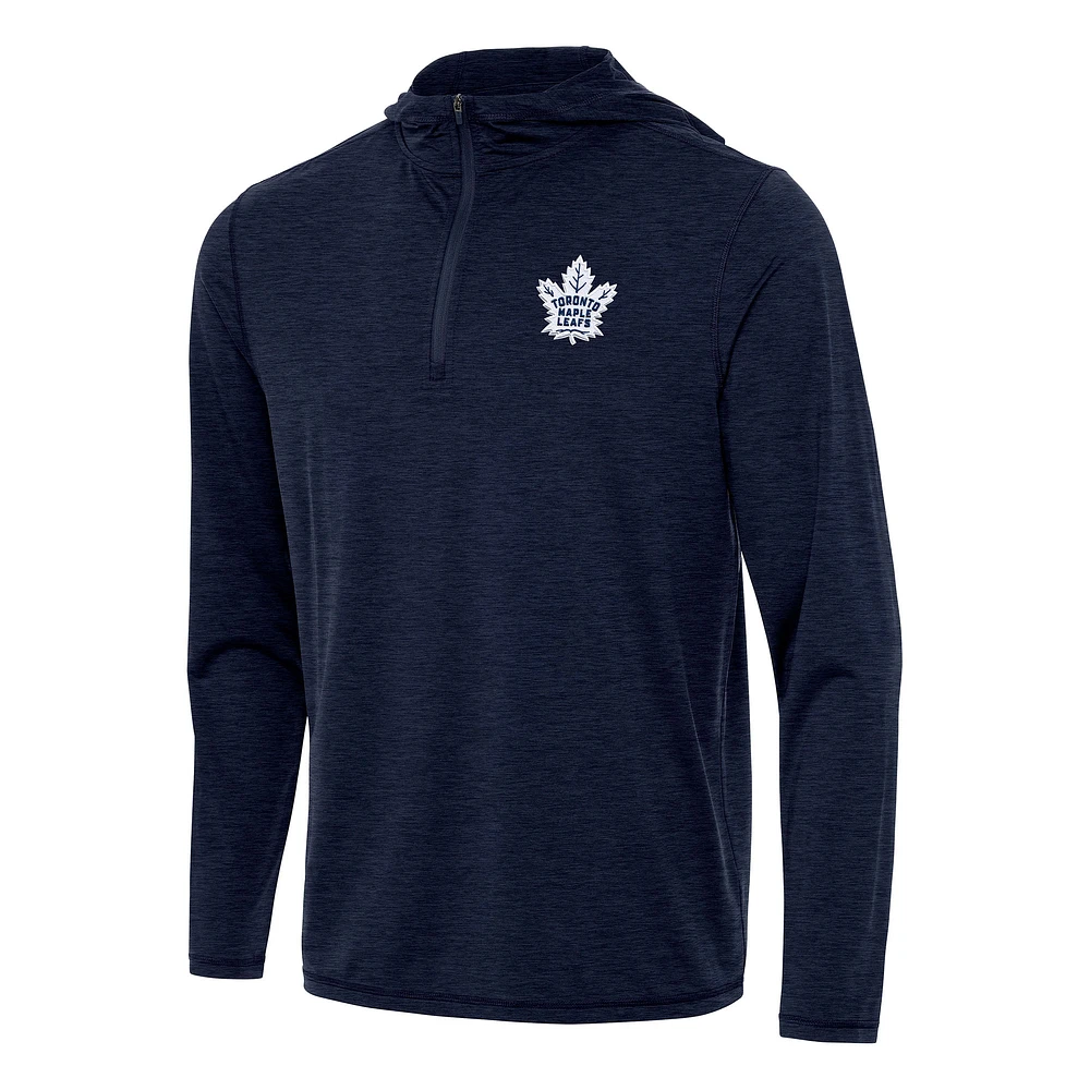 Men's Antigua Heather Navy Toronto Maple Leafs Tidy Quarter-Zip Hoodie