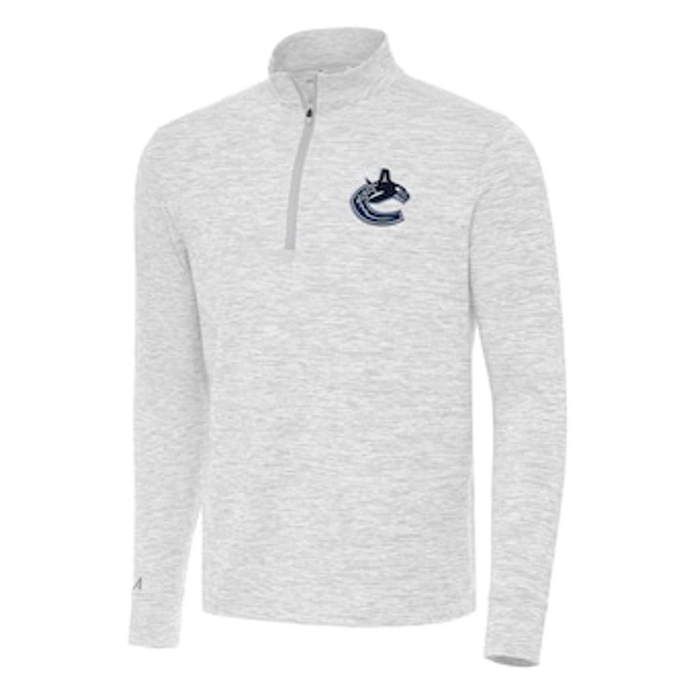 Men's Antigua Gray Vancouver Canucks Cause Quarter-Zip Top