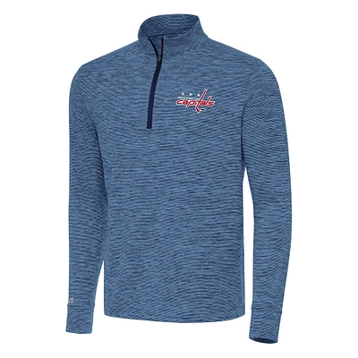 Men's Antigua Heather Navy Washington Capitals Cause Quarter-Zip Top