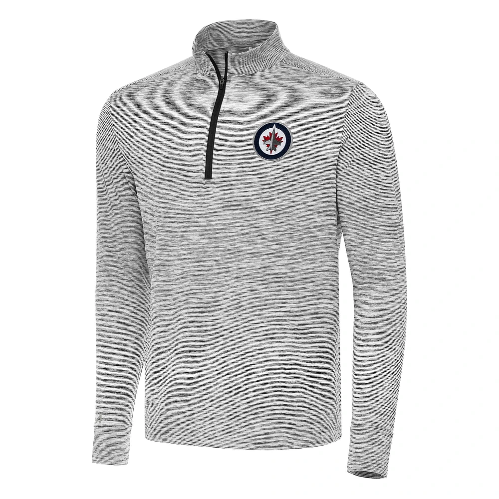 Men's Antigua Black Winnipeg Jets Cause Quarter-Zip Top