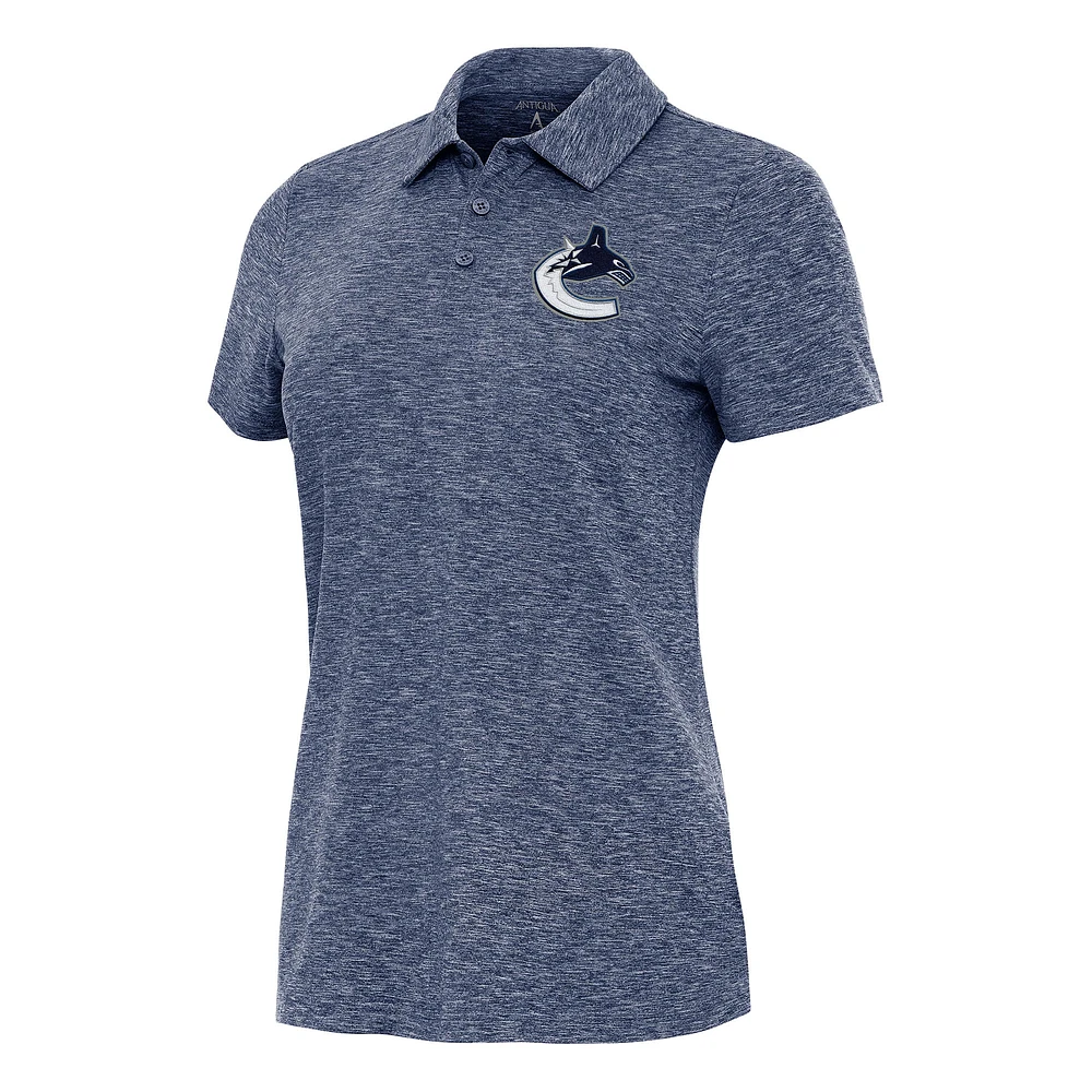 Women's Antigua Heather Navy Vancouver Canucks Matter Polo