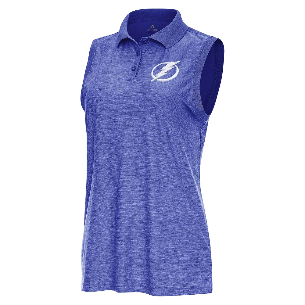 Women's Antigua Heather Royal Tampa Bay Lightning Recap Sleeveless Polo