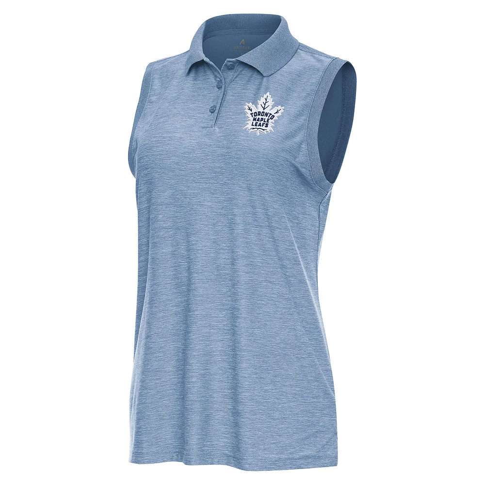 Women's Antigua Heather Aqua Toronto Maple Leafs Recap Sleeveless Polo