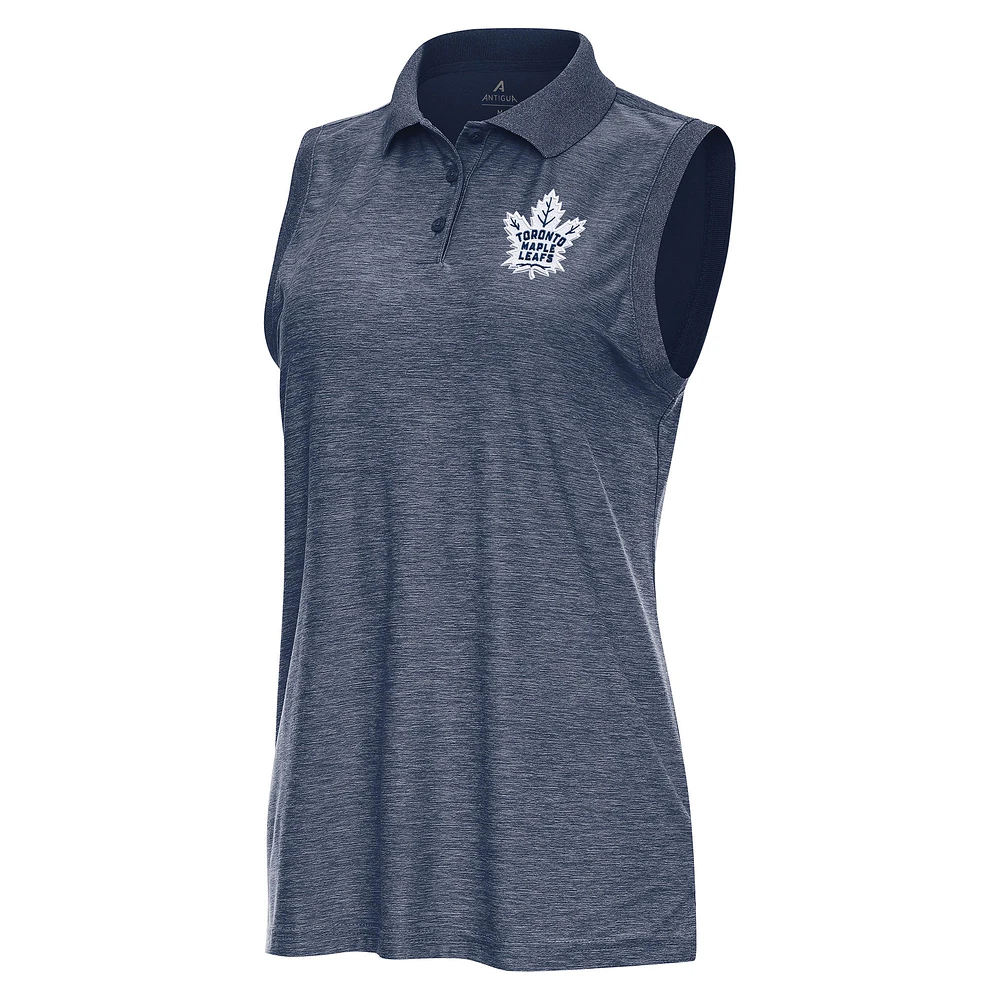 Women's Antigua Heather Navy Toronto Maple Leafs Recap Sleeveless Polo