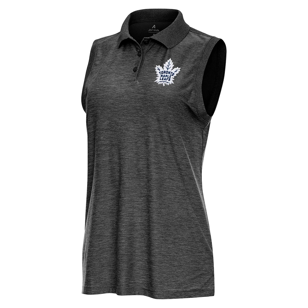 Women's Antigua Heather Black Toronto Maple Leafs Recap Sleeveless Polo
