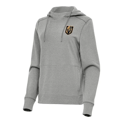 Women's Antigua Heather Gray Vegas Golden Knights Justice Pullover Hoodie