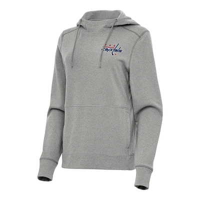 Women's Antigua Heather Gray Washington Capitals Justice Pullover Hoodie