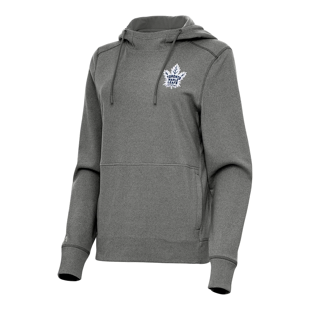 Women's Antigua Heather Black Toronto Maple Leafs Justice Pullover Hoodie
