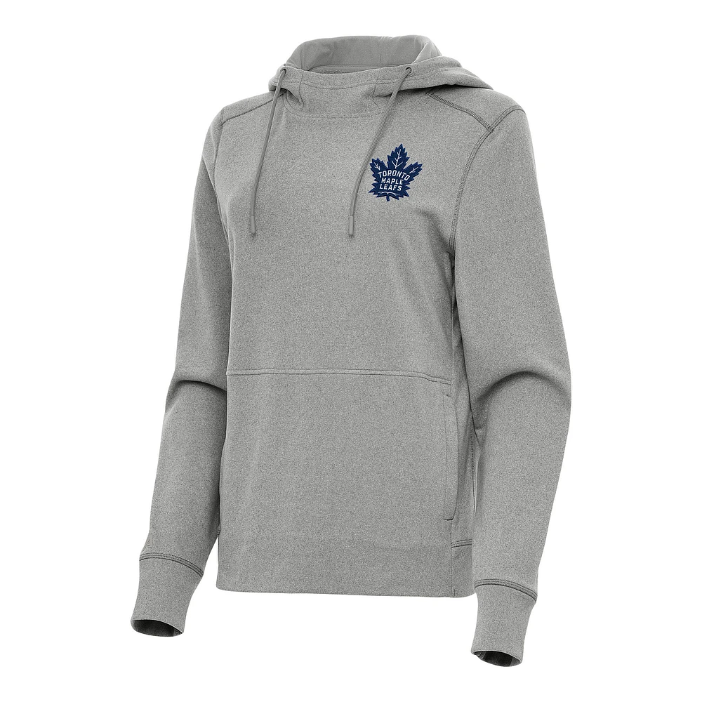 Women's Antigua Heather Gray Toronto Maple Leafs Justice Pullover Hoodie