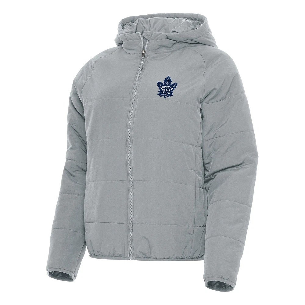 Women's Antigua Gray Toronto Maple Leafs Universe Full-Zip Puffer Jacket