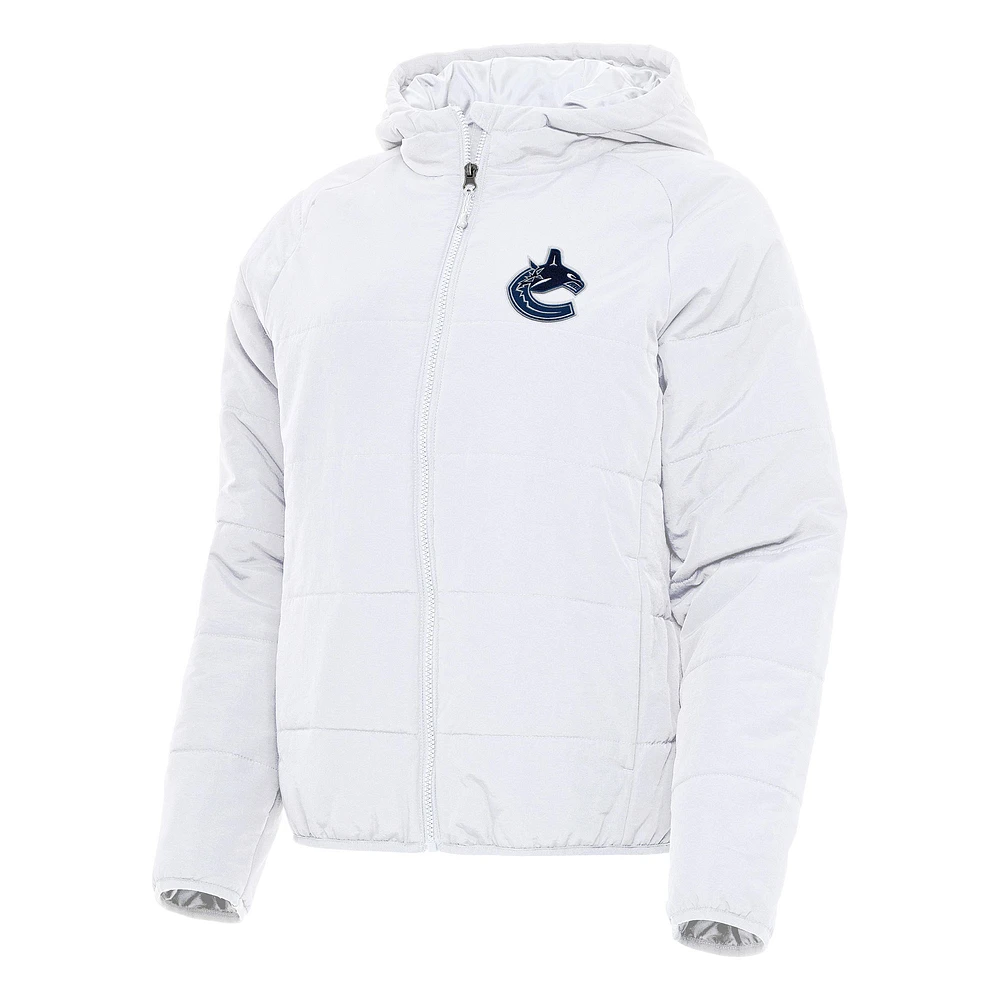 Women's Antigua White Vancouver Canucks Universe Full-Zip Puffer Jacket