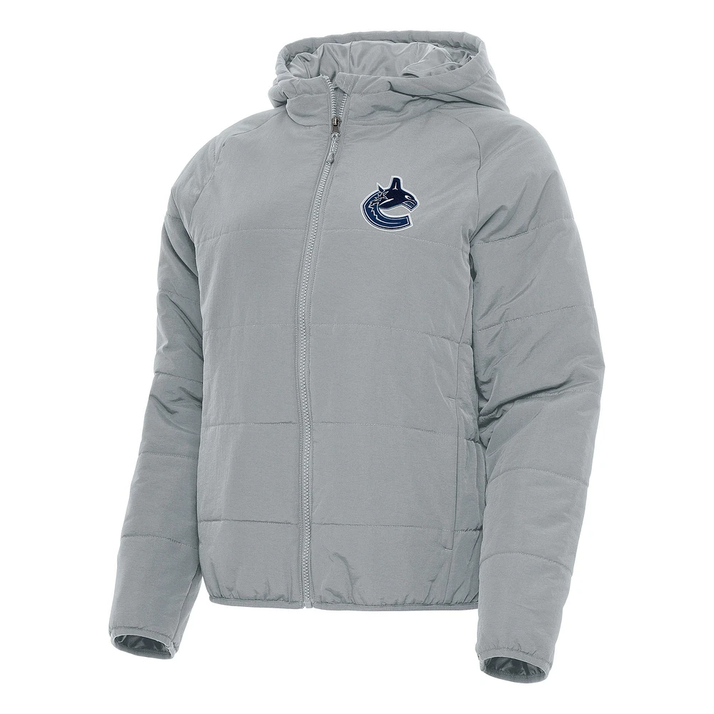 Women's Antigua Gray Vancouver Canucks Universe Full-Zip Puffer Jacket