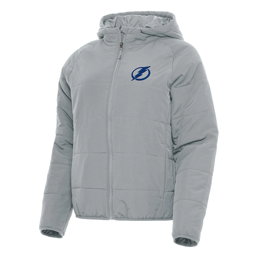 Women's Antigua Gray Tampa Bay Lightning Universe Full-Zip Puffer Jacket