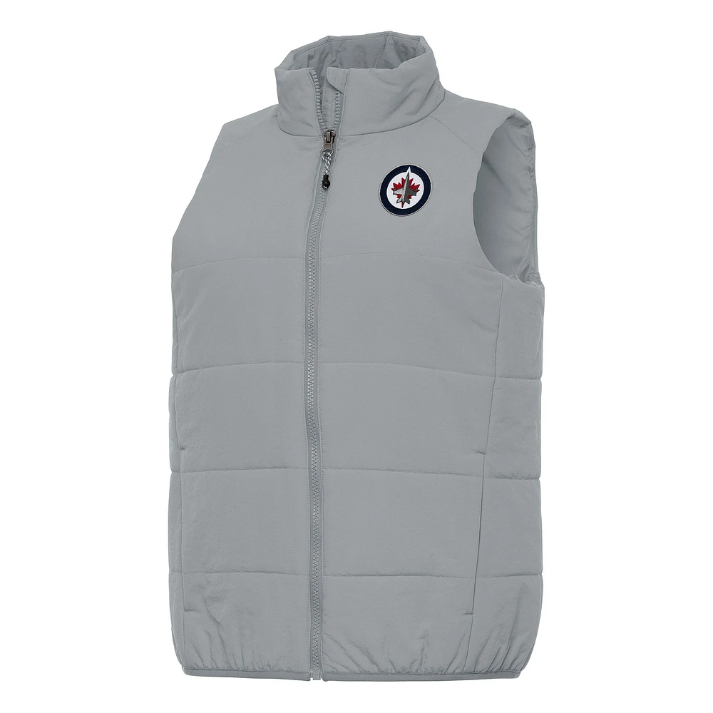 Women's Antigua Gray Winnipeg Jets Experience Full-Zip Vest