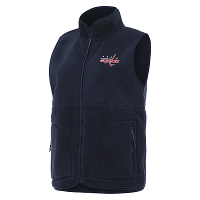 Women's Antigua Navy Washington Capitals Nostalgic Full-Zip Vest