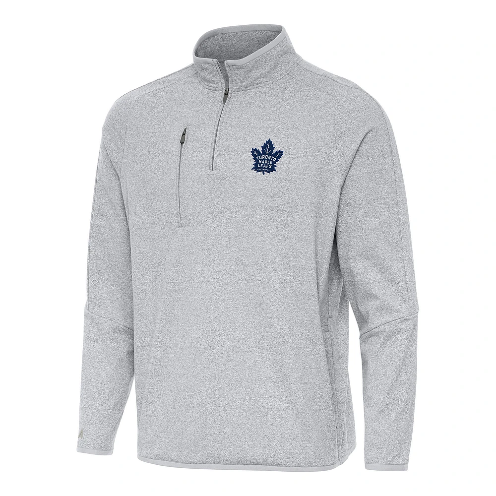 Men's Antigua Heather Toronto Maple Leafs Certain Quarter-Zip Tri-Blend Sweatshirt