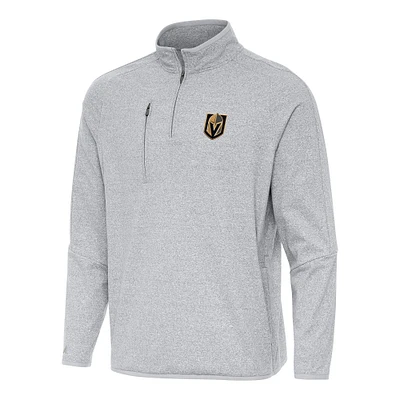 Men's Antigua Heather Gray Vegas Golden Knights Certain Quarter-Zip Tri-Blend Sweatshirt