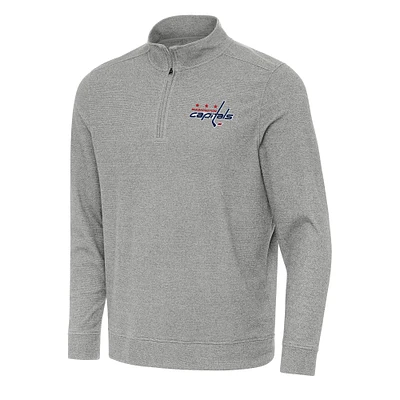 Men's Antigua Heather Gray Washington Capitals Subtle Quarter-Zip Sweatshirt