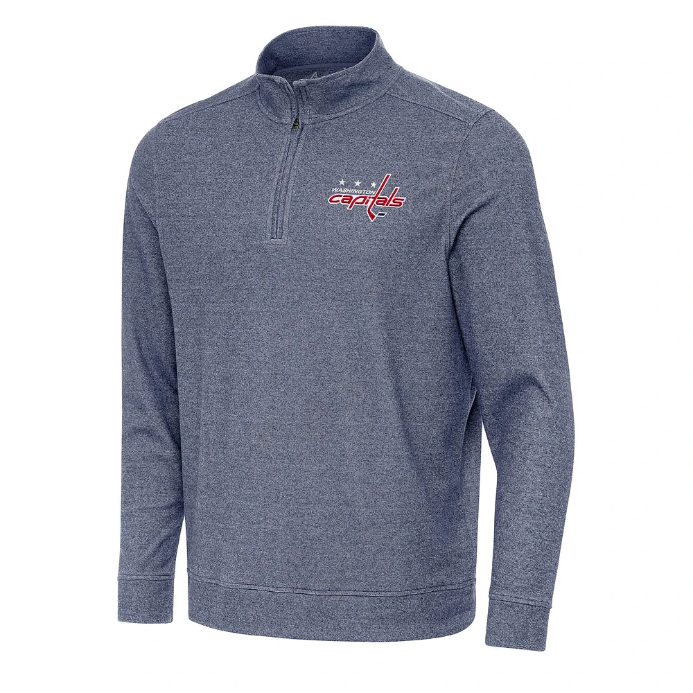 Men's Antigua Heather Navy Washington Capitals Subtle Quarter-Zip Sweatshirt