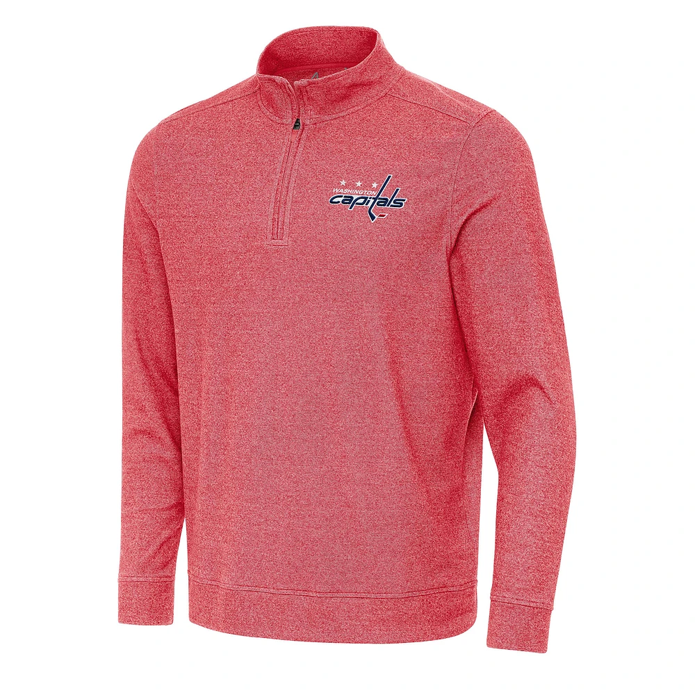 Men's Antigua Heather Red Washington Capitals Subtle Quarter-Zip Sweatshirt