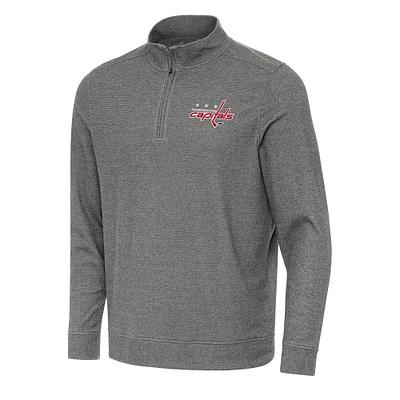 Men's Antigua Heather Black Washington Capitals Subtle Quarter-Zip Sweatshirt
