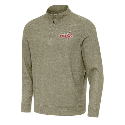 Men's Antigua Olive Washington Capitals Subtle Quarter-Zip Sweatshirt