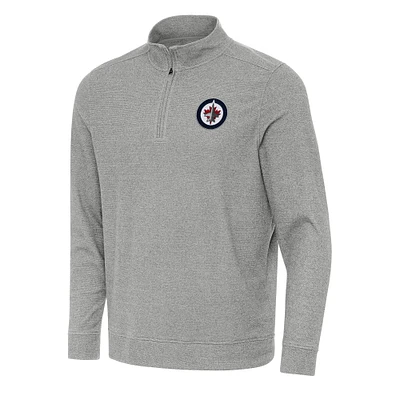 Men's Antigua Heather Gray Winnipeg Jets Subtle Quarter-Zip Sweatshirt