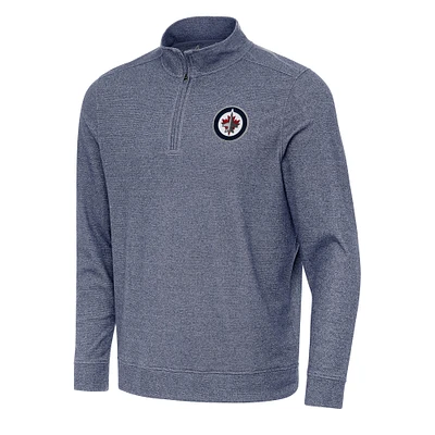 Men's Antigua Heather Navy Winnipeg Jets Subtle Quarter-Zip Sweatshirt