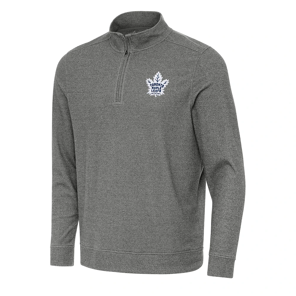 Men's Antigua Heather Black Toronto Maple Leafs Subtle Quarter-Zip Sweatshirt
