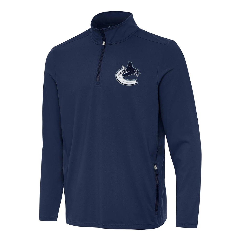 Men's Antigua Navy Vancouver Canucks Perilous Quarter-Zip Sweatshirt