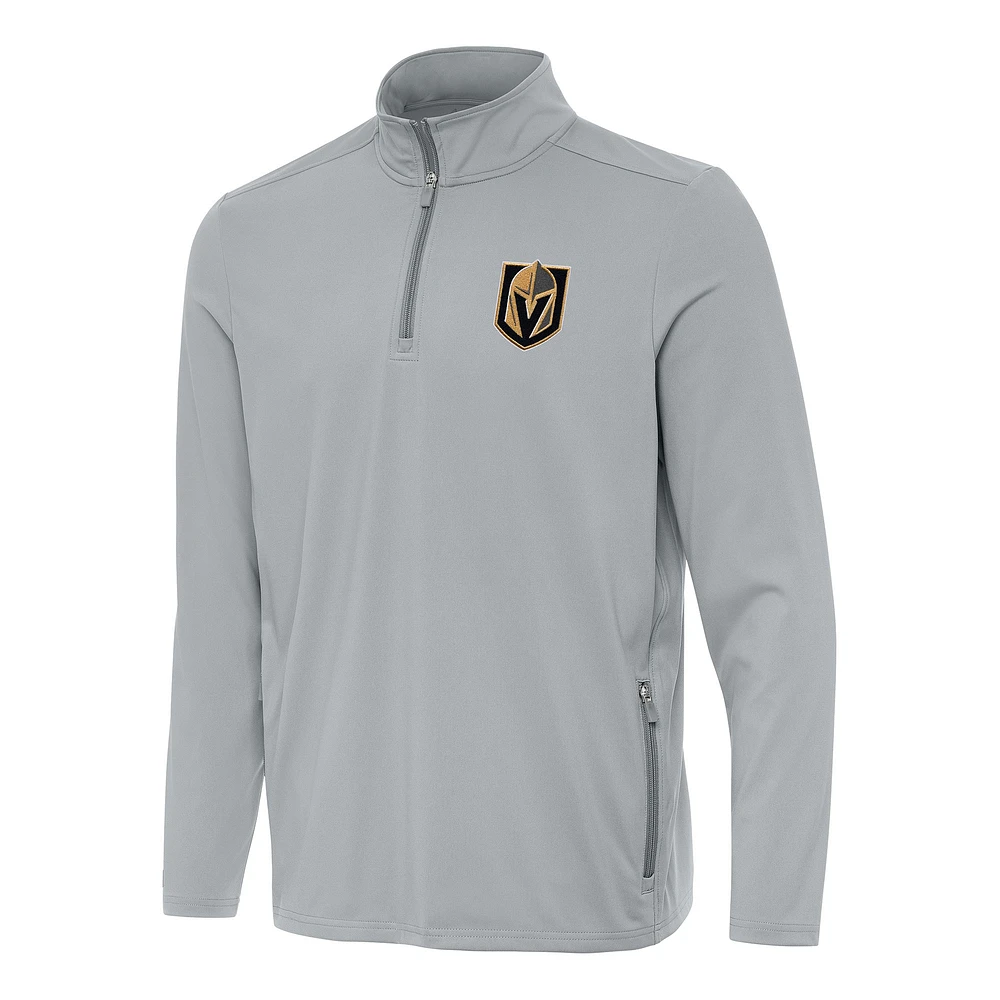 Men's Antigua Gray Vegas Golden Knights Perilous Quarter-Zip Sweatshirt