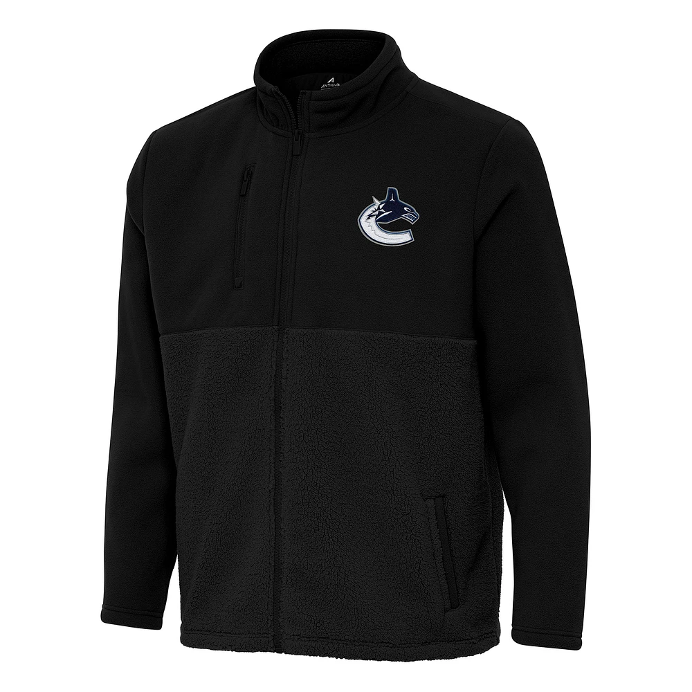 Men's Antigua Black Vancouver Canucks Daily Fused Full-Zip Jacket