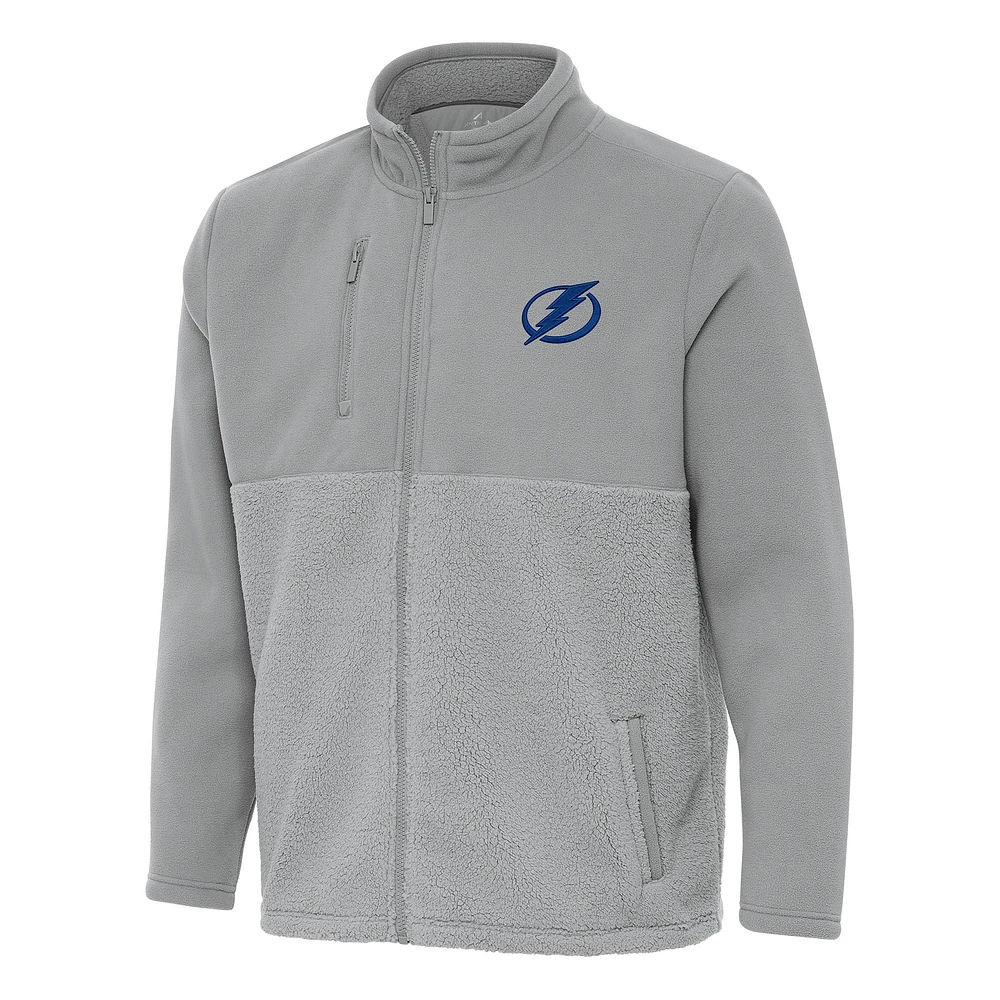 Men's Antigua Gray Tampa Bay Lightning Daily Fused Full-Zip Jacket