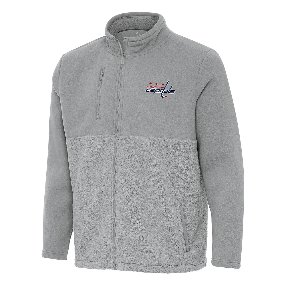 Men's Antigua Gray Washington Capitals Daily Fused Full-Zip Jacket