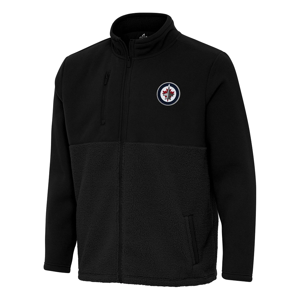 Men's Antigua Black Winnipeg Jets Daily Fused Full-Zip Jacket