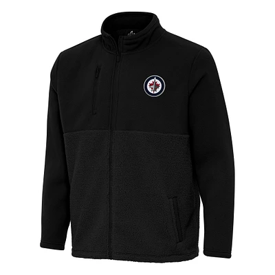 Men's Antigua Black Winnipeg Jets Daily Fused Full-Zip Jacket