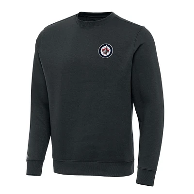 Men's Antigua Charcoal Winnipeg Jets Victory Crewneck Pullover Sweatshirt