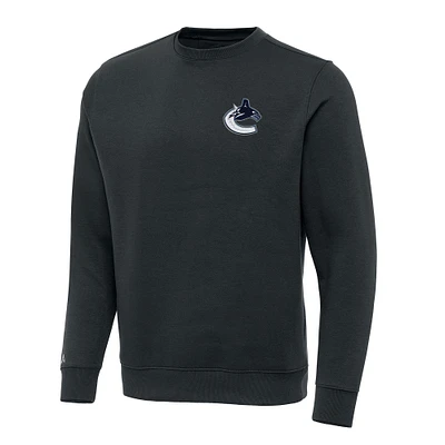 Men's Antigua Charcoal Vancouver Canucks Victory Crewneck Pullover Sweatshirt